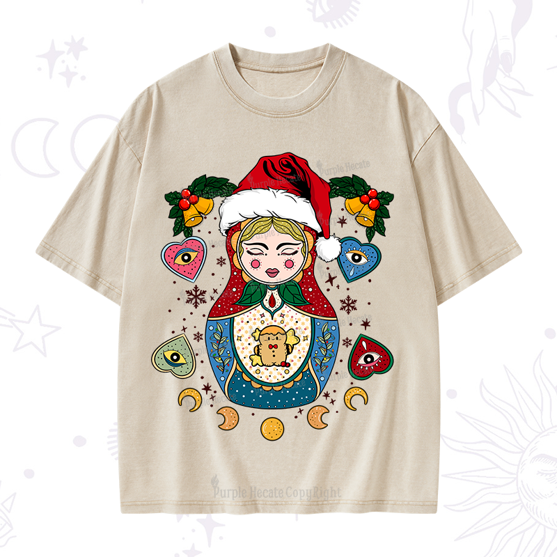 Purplehecate Christmas Nesting Doll Washed T-Shirt