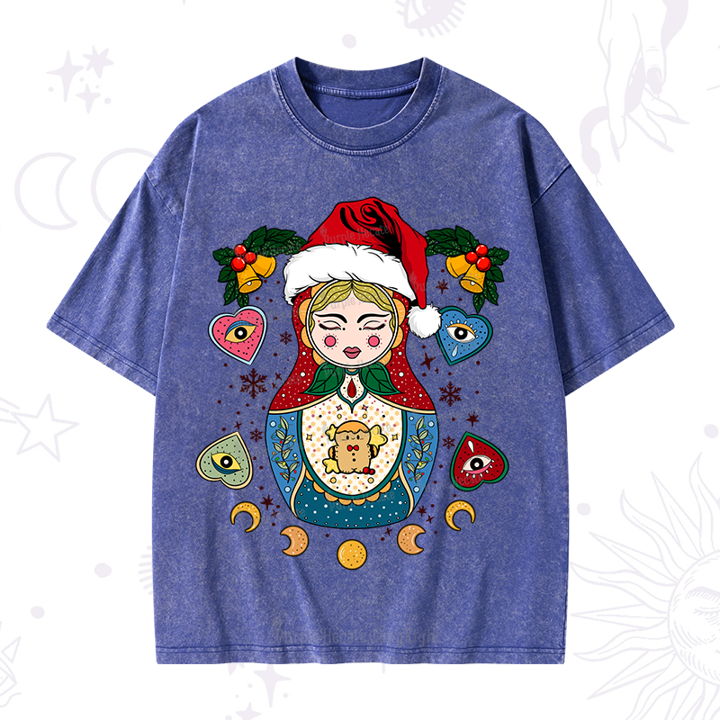 Purplehecate Christmas Nesting Doll Washed T-Shirt