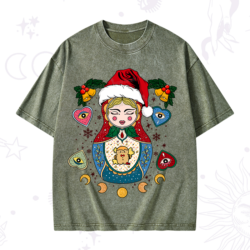 Purplehecate Christmas Nesting Doll Washed T-Shirt