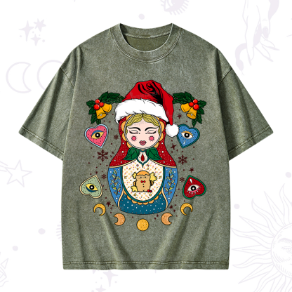 Purplehecate Christmas Nesting Doll Washed T-Shirt