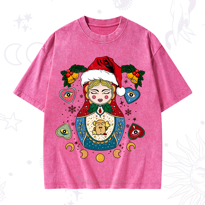 Purplehecate Christmas Nesting Doll Washed T-Shirt