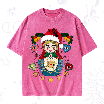 Purplehecate Christmas Nesting Doll Washed T-Shirt