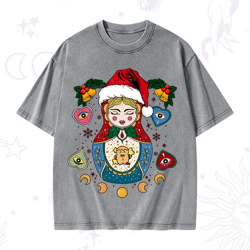 Purplehecate Christmas Nesting Doll Washed T-Shirt