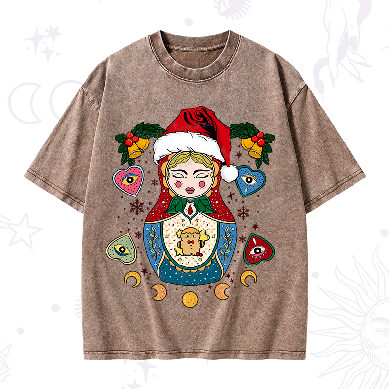 Purplehecate Christmas Nesting Doll Washed T-Shirt