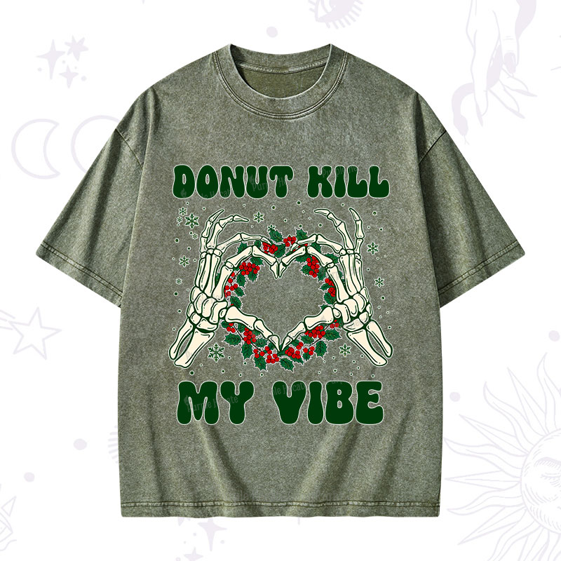 Purplehecate Christmas Donut Kill My Vibe Washed T-Shirt