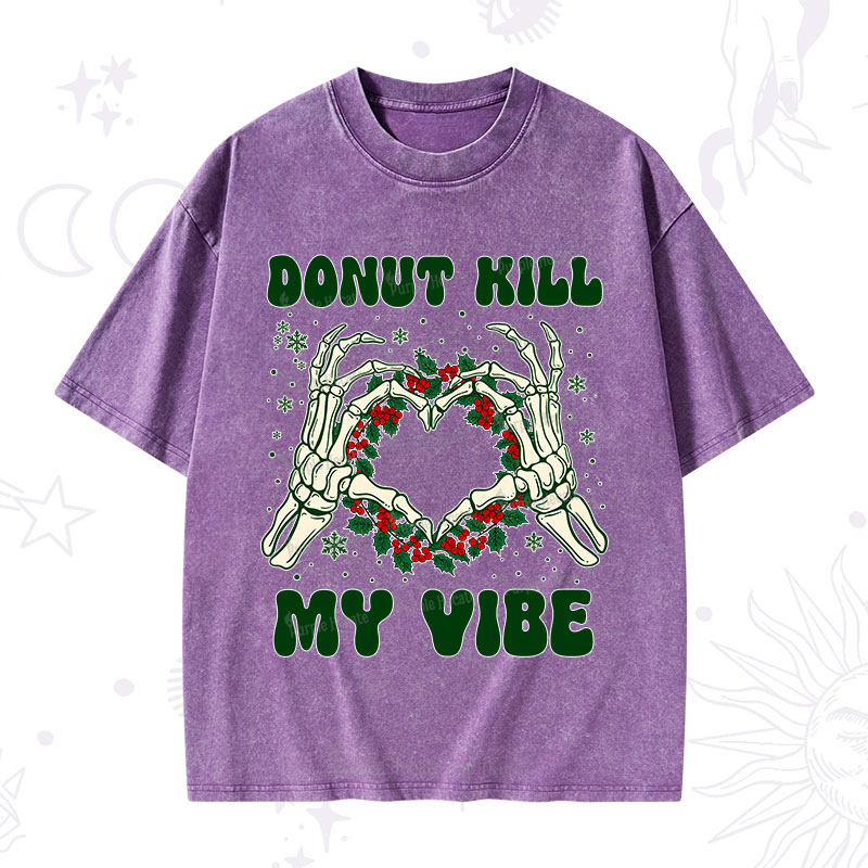 Purplehecate Christmas Donut Kill My Vibe Washed T-Shirt