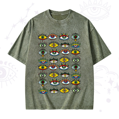 Purplehecate Evil Eye Pattern Washed T-Shirt