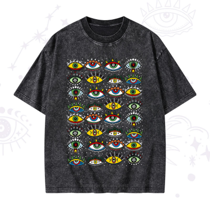 Purplehecate Evil Eye Pattern Washed T-Shirt