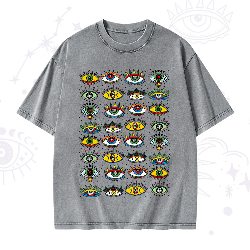Purplehecate Evil Eye Pattern Washed T-Shirt