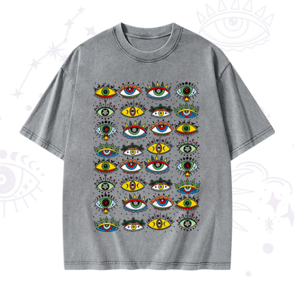 Purplehecate Evil Eye Pattern Washed T-Shirt
