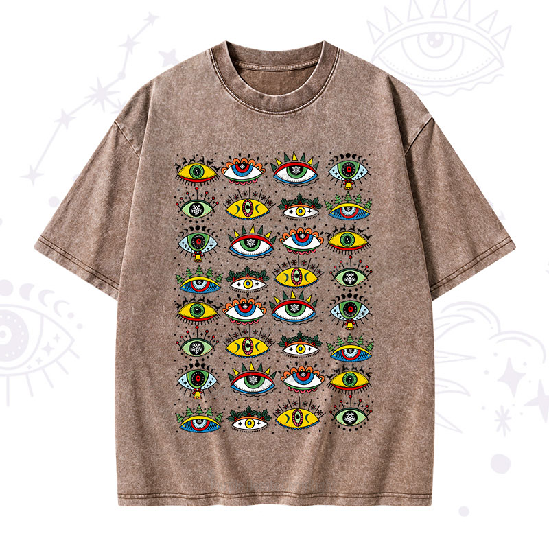 Purplehecate Evil Eye Pattern Washed T-Shirt