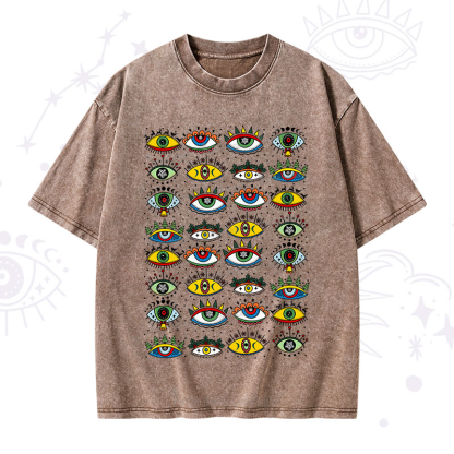 Purplehecate Evil Eye Pattern Washed T-Shirt