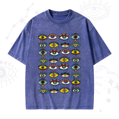 Purplehecate Evil Eye Pattern Washed T-Shirt