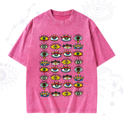 Purplehecate Evil Eye Pattern Washed T-Shirt