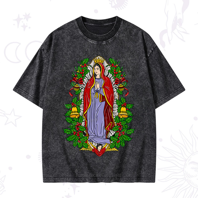 Purplehecate Christmas Mother Mary Washed T-Shirt