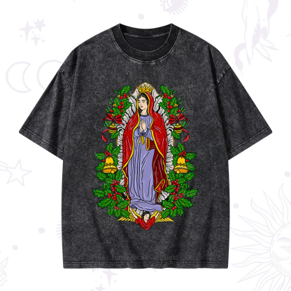 Purplehecate Christmas Mother Mary Washed T-Shirt