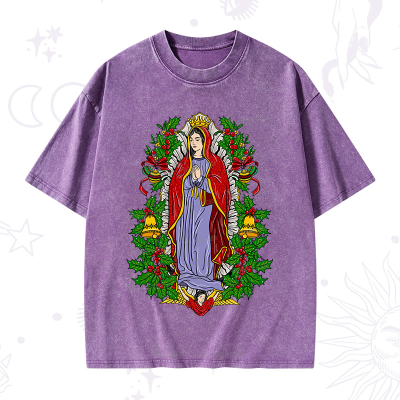 Purplehecate Christmas Mother Mary Washed T-Shirt