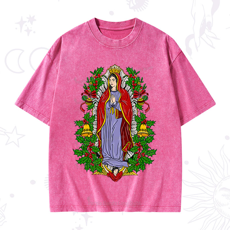 Purplehecate Christmas Mother Mary Washed T-Shirt