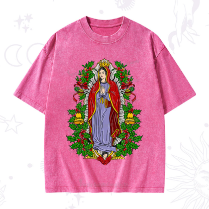 Purplehecate Christmas Mother Mary Washed T-Shirt