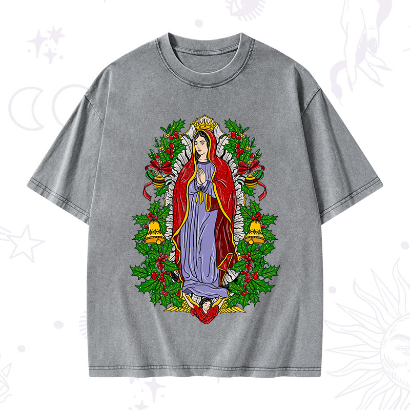 Purplehecate Christmas Mother Mary Washed T-Shirt