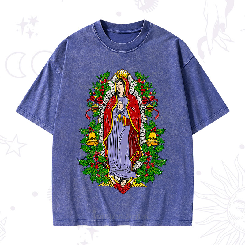 Purplehecate Christmas Mother Mary Washed T-Shirt