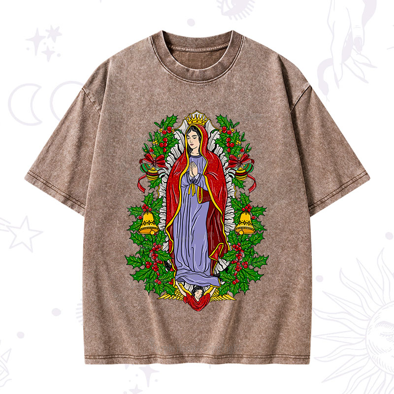 Purplehecate Christmas Mother Mary Washed T-Shirt