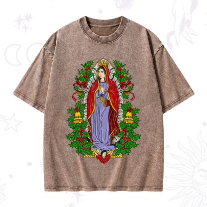 Purplehecate Christmas Mother Mary Washed T-Shirt
