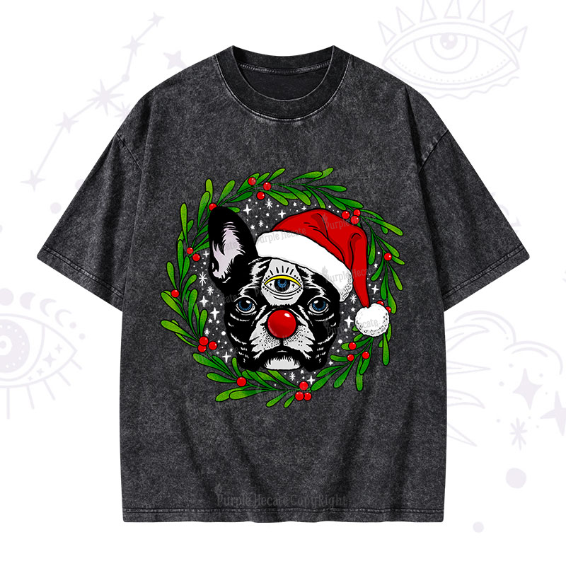 Magic Purplehecate Christmas Celestial Canine Washed T-Shirt