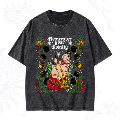 Purplehecate Christmas Remember Your Divinity Washed T-Shirt