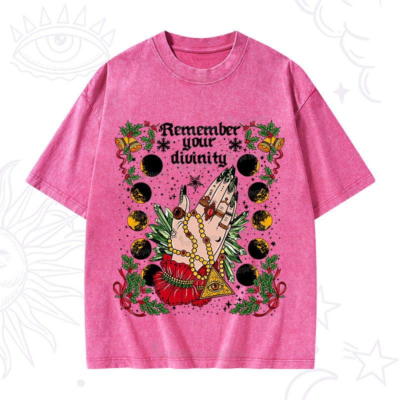 Purplehecate Christmas Remember Your Divinity Washed T-Shirt