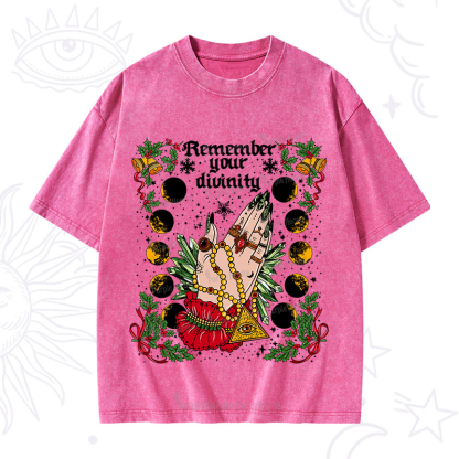 Purplehecate Christmas Remember Your Divinity Washed T-Shirt