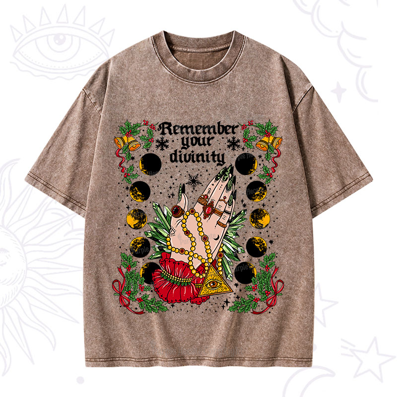 Purplehecate Christmas Remember Your Divinity Washed T-Shirt