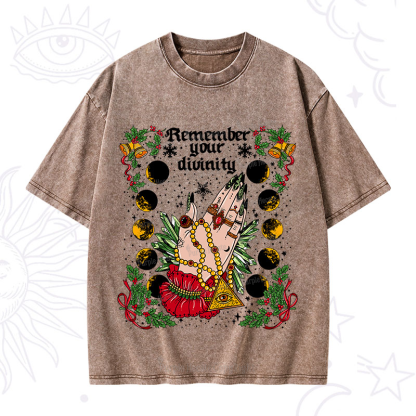Purplehecate Christmas Remember Your Divinity Washed T-Shirt