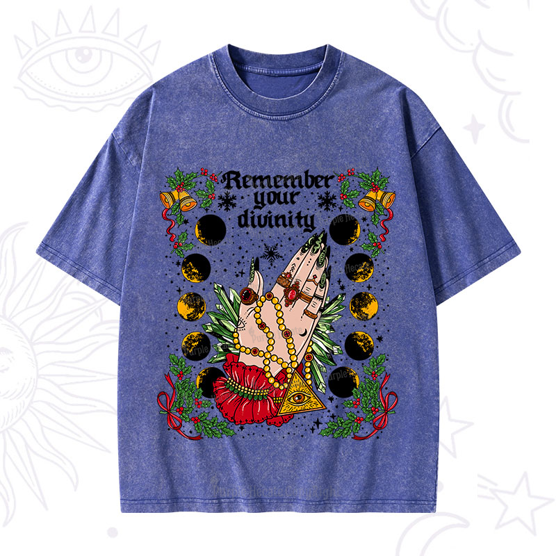 Purplehecate Christmas Remember Your Divinity Washed T-Shirt