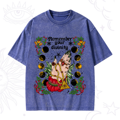 Purplehecate Christmas Remember Your Divinity Washed T-Shirt