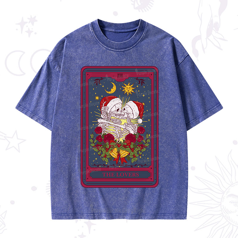 Purplehecate Christmas The Lovers Tarot Washed T-Shirt