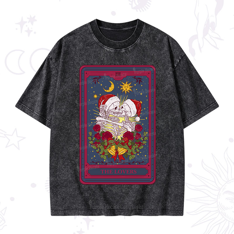 Purplehecate Christmas The Lovers Tarot Washed T-Shirt