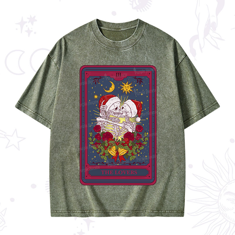Purplehecate Christmas The Lovers Tarot Washed T-Shirt