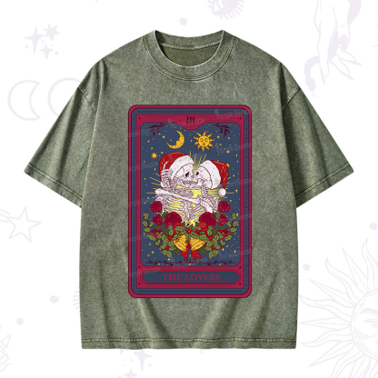 Purplehecate Christmas The Lovers Tarot Washed T-Shirt