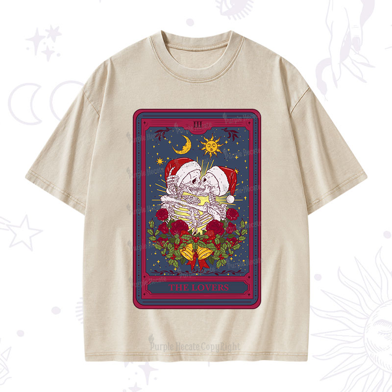 Purplehecate Christmas The Lovers Tarot Washed T-Shirt