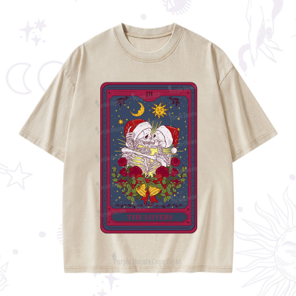 Purplehecate Christmas The Lovers Tarot Washed T-Shirt