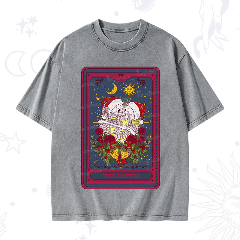 Purplehecate Christmas The Lovers Tarot Washed T-Shirt