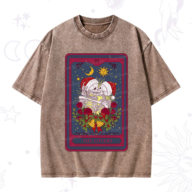 Purplehecate Christmas The Lovers Tarot Washed T-Shirt