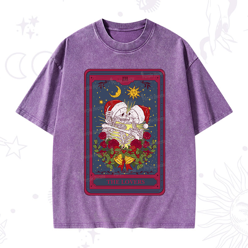 Purplehecate Christmas The Lovers Tarot Washed T-Shirt
