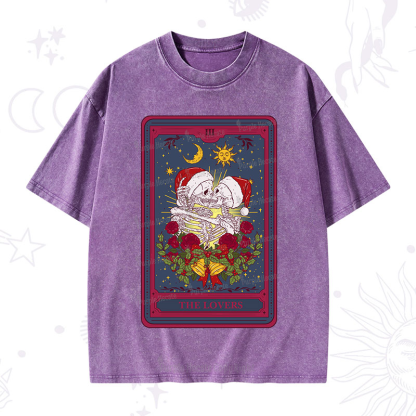 Purplehecate Christmas The Lovers Tarot Washed T-Shirt