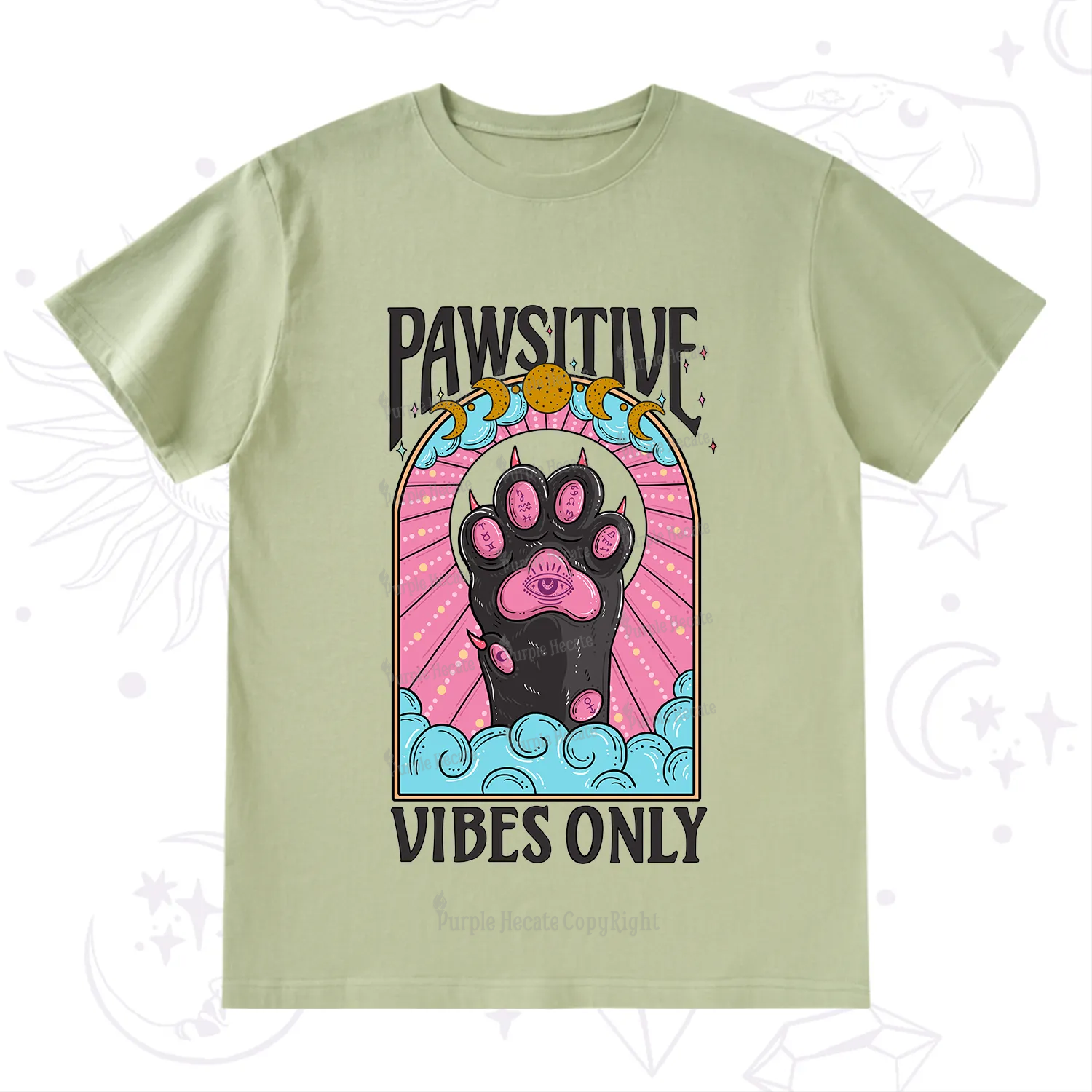 Purplehecate Pawsitive Vibes Only T-Shirt
