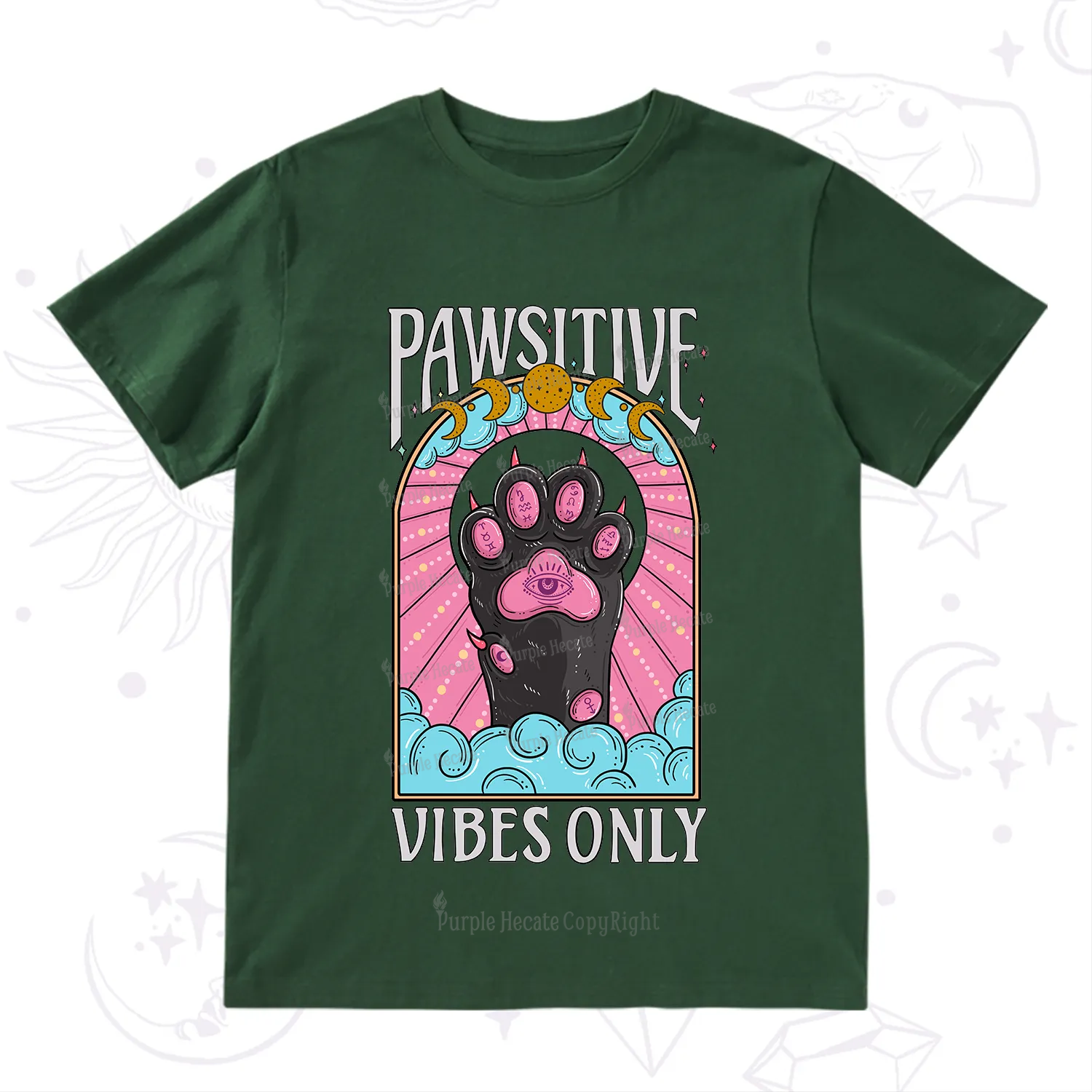 Purplehecate Pawsitive Vibes Only T-Shirt