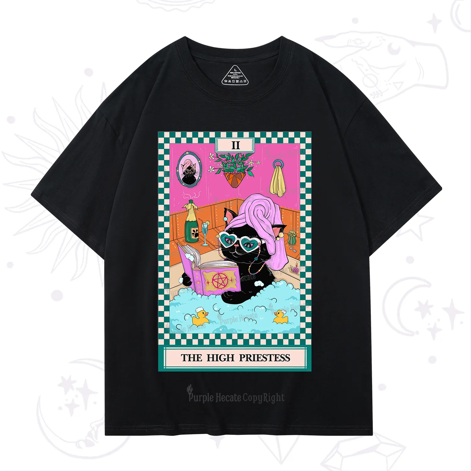 Purplehecate The Cat High Priestess's Bubble Time Tarot T-Shirt