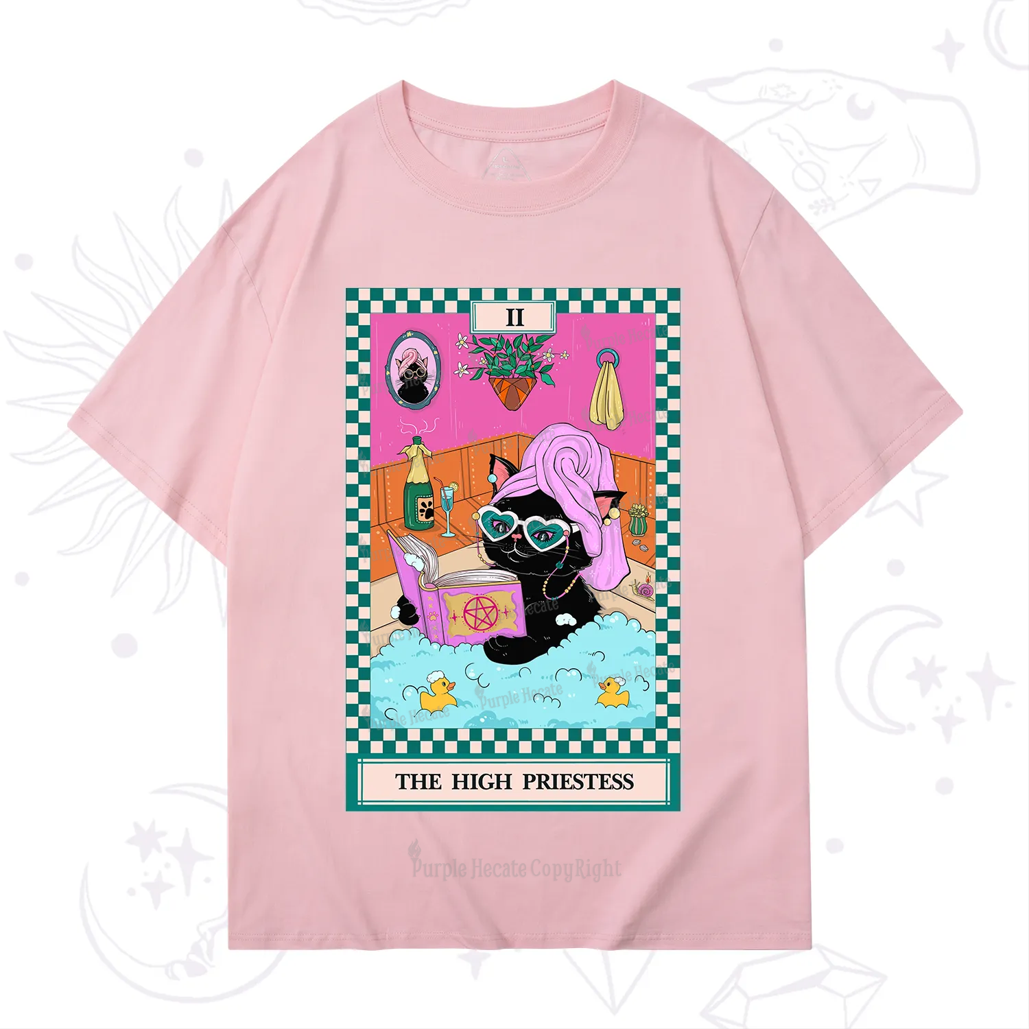 Purplehecate The Cat High Priestess's Bubble Time Tarot T-Shirt