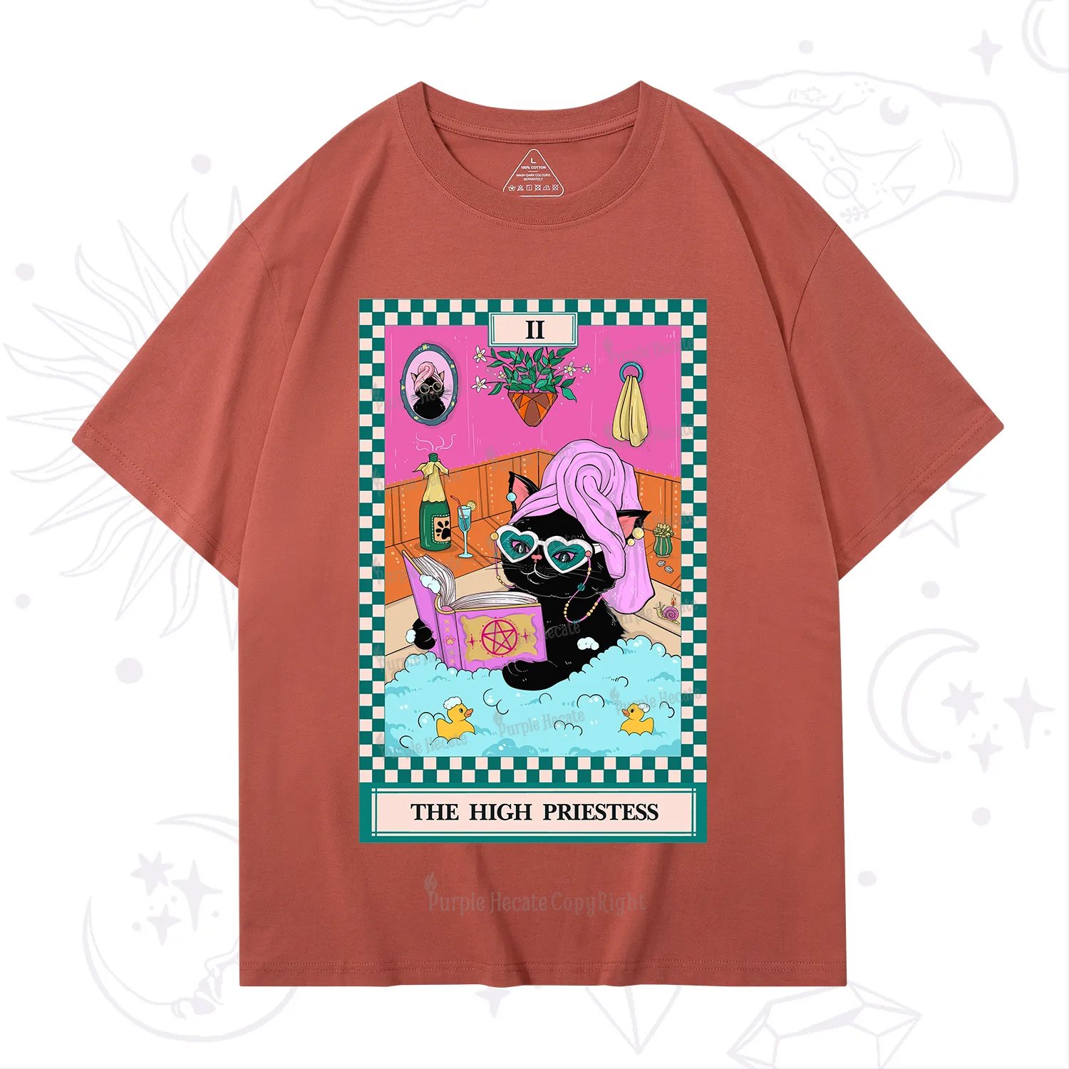 Purplehecate The Cat High Priestess's Bubble Time Tarot T-Shirt